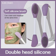 Double Head Silicone Facial Mask Brush – Massage, Mud Scraper & Skincare Tool