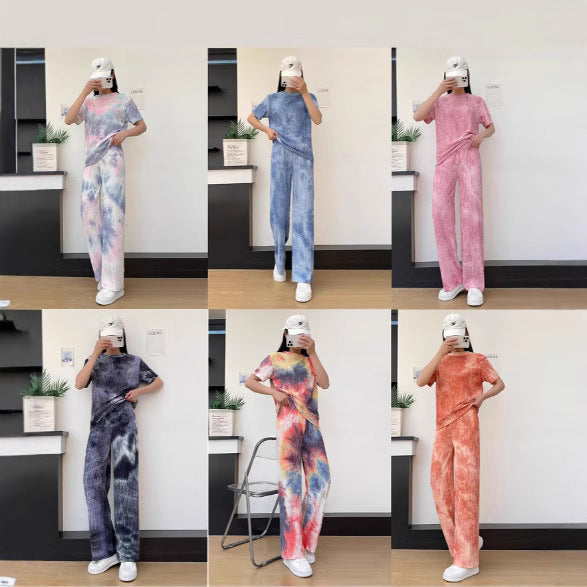Unisex Gradient Polyester Lounge Set Slim Fit Homewear