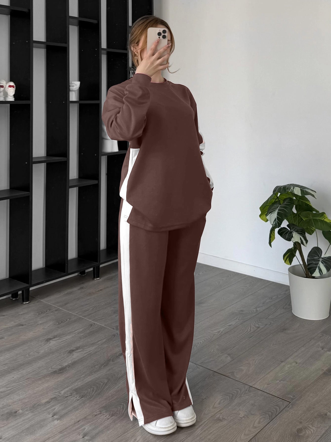 Unisex Polyester Color Block Relaxed Suit With Contrast