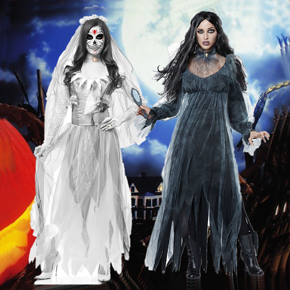 Halloween Zombie Bride Costume – Scary Undead Wedding Dress for Women’s Cosplay and Parties