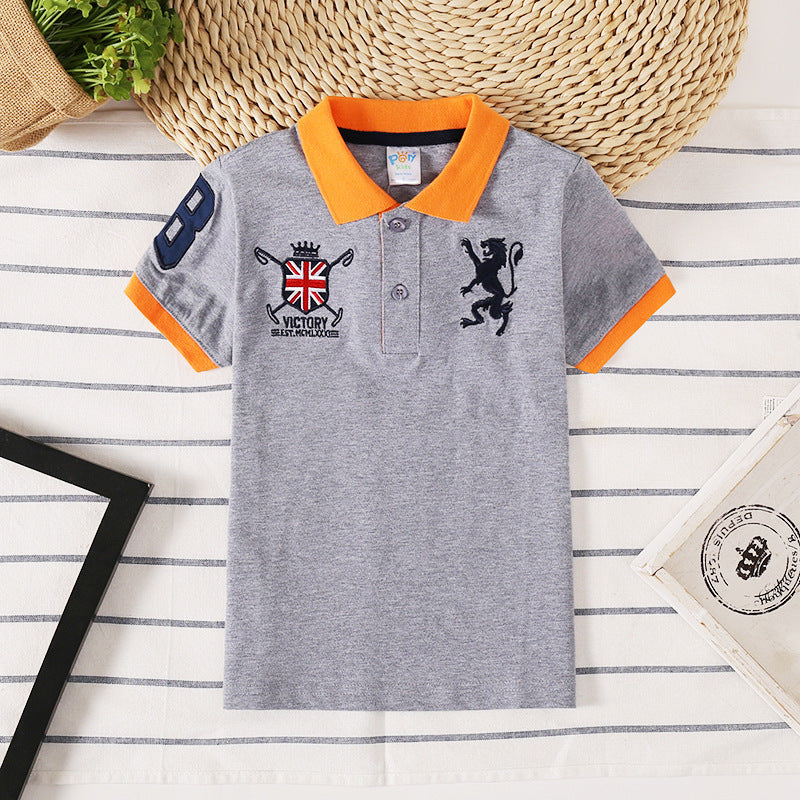 Boys Korean Short Sleeve Moisture Wicking Polo Shirt