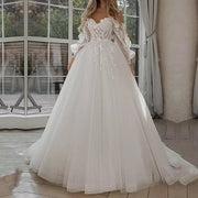 Boho Bride Gown Puff Sleeve Off Shoulder Wedding Dresses