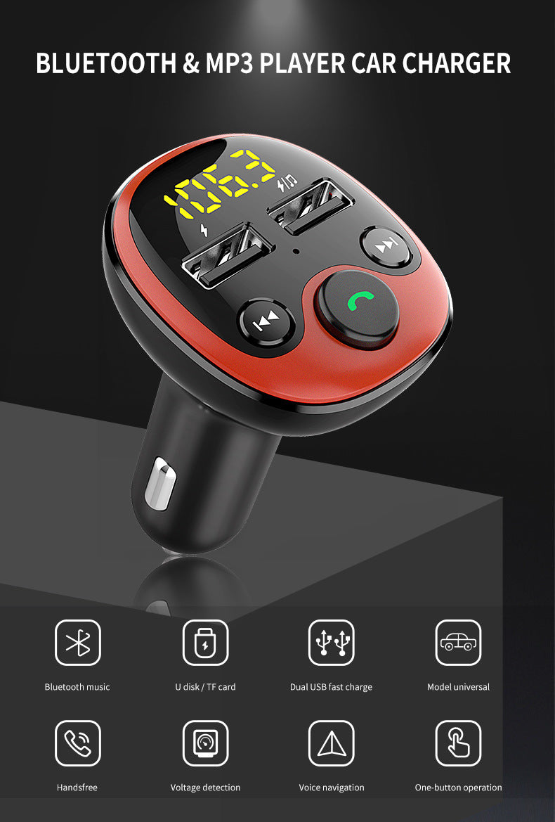 Car Bluetooth FM Transmitter – Dual USB 3.1A Fast Charger with LED Display, Hands-Free Calling, and Music Playback