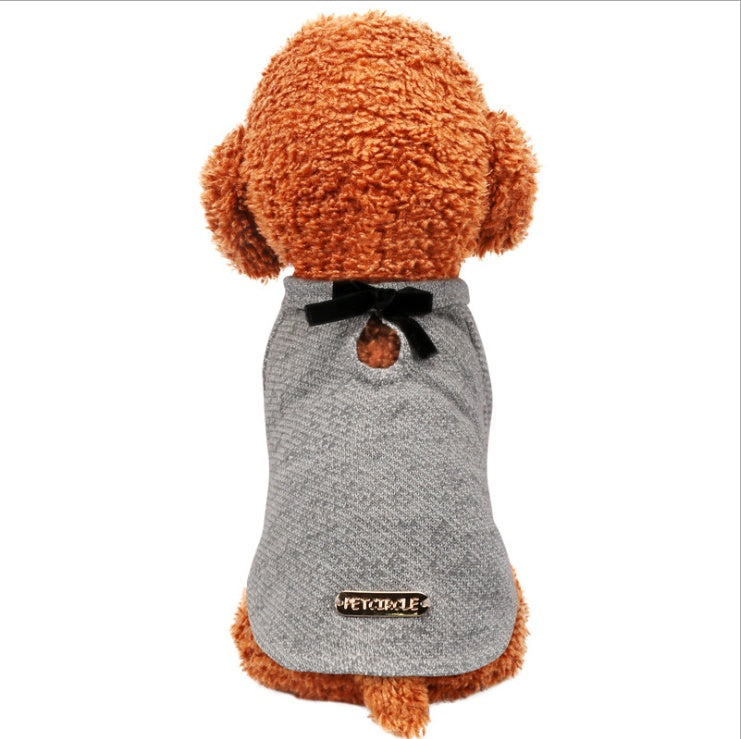 Pet Dog Clothes Cotton Cute Bow Tie T-shirt Clothing