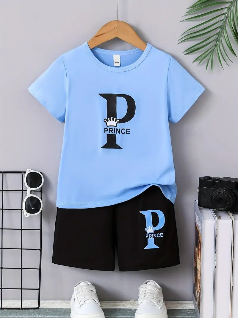Boys Regular Fit Short Sleeve Tee and Shorts Cotton Blend