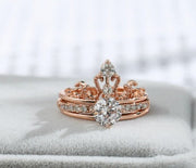 Women's Open Crown Zircon Engagement Ring In White Gold