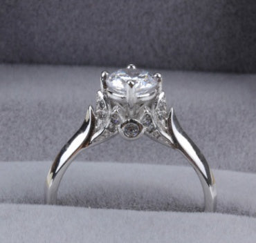 Elegant Platinum-Plated Double Swan Crown Diamond Zircon White Copper Engagement Ring