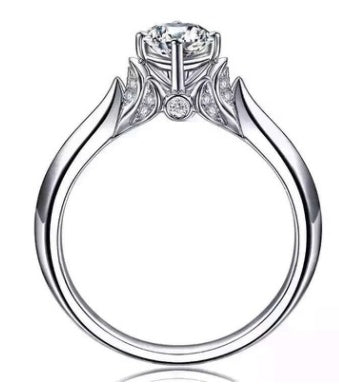 Elegant Platinum-Plated Double Swan Crown Diamond Zircon White Copper Engagement Ring