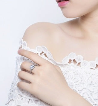 Womens FourClaw Diamond Studded Zinc Alloy Engagement Ring