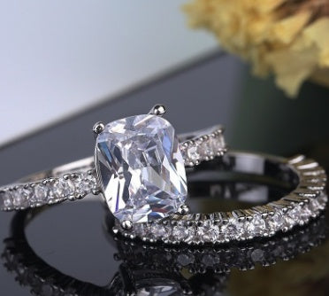Elegant Double Stackable Ring Set for Women – 2-Piece Wedding & Engagement Statement Jewelry, High-Quality Fashion Rings for Parties
