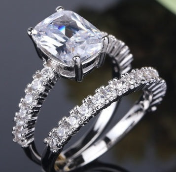 Elegant Double Stackable Ring Set for Women – 2-Piece Wedding & Engagement Statement Jewelry, High-Quality Fashion Rings for Parties