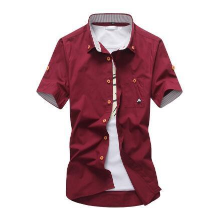 Men's Slim Fit Floral Embroidered Cotton Shirt Casual