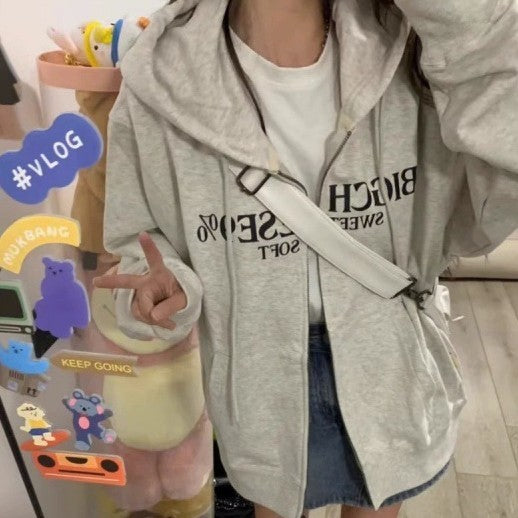 Women's Geometric Hoodie Cardigan Polyester Wool Lining