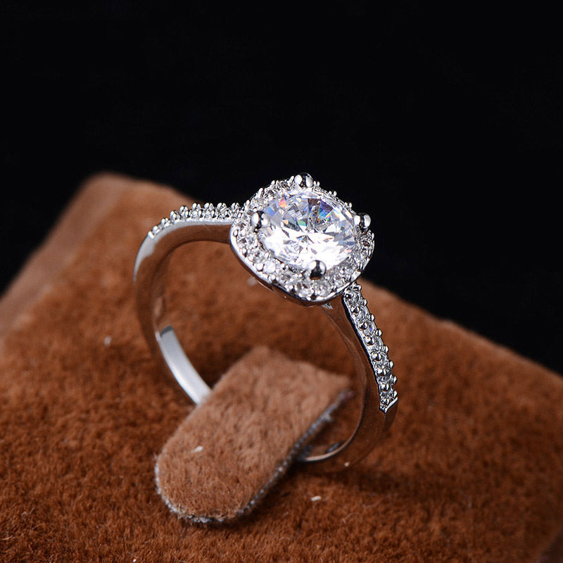 Women's Square Cut Silver Cubic Zirconia Engagement Ring