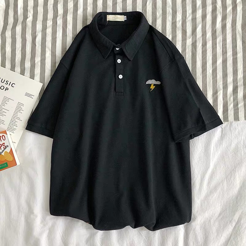 Women's Loose Short Sleeve Summer Polo Shirt T-shirt