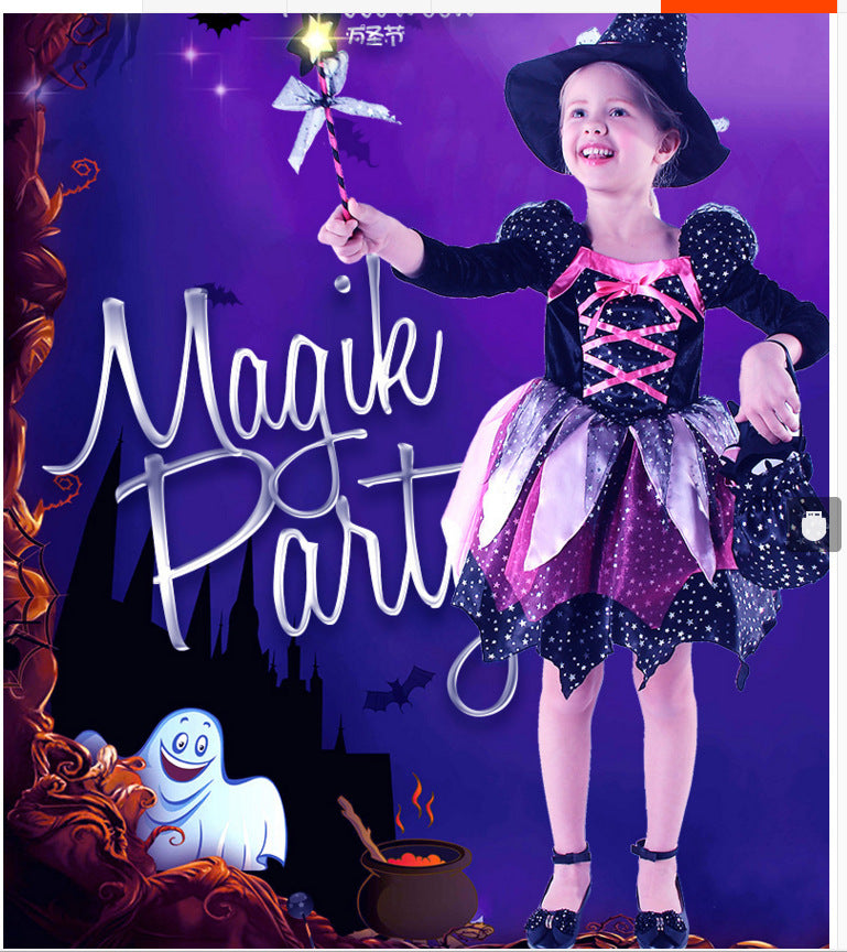 Girls Witch Costume – Children’s Halloween Party and Cosplay Dress-Up Outfit