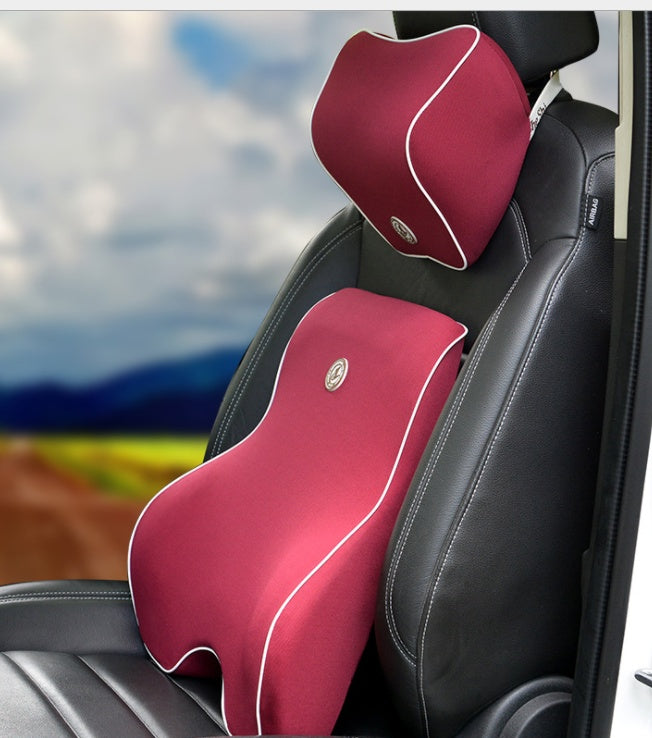 Memory Foam Car Lumbar & Neck Pillow Set – Slow Rebound, 4-Season