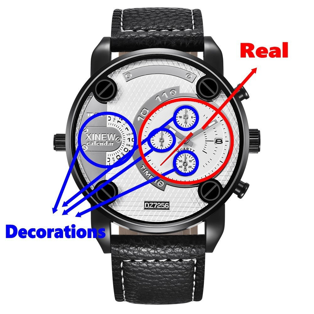 Men’s Big Dial Fashion Leather Date Wristwatch – Stylish Gift for Him