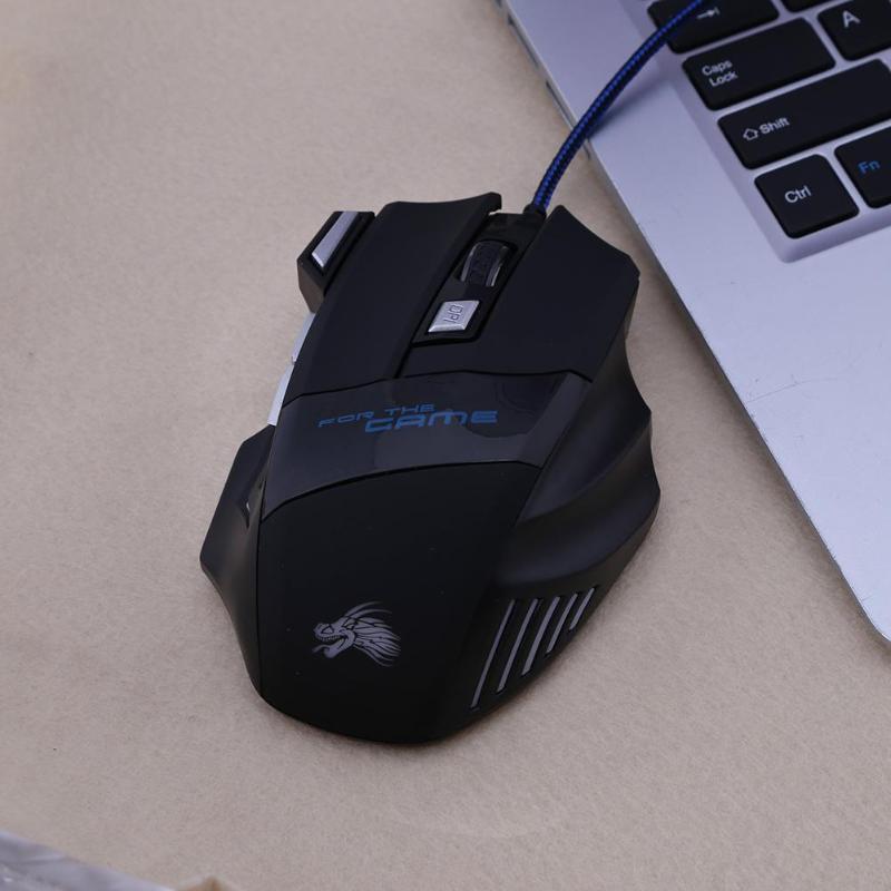 Wired Gaming Mouse – 5500 DPI, 7 Buttons, 7-Color LED Backlit USB Optical for PC & Laptop