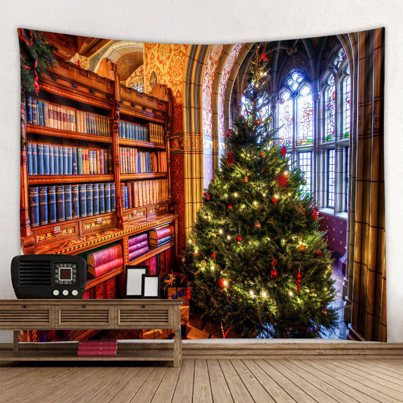 Christmas Tapestry Wall Cloth Fireplace Background Decoration