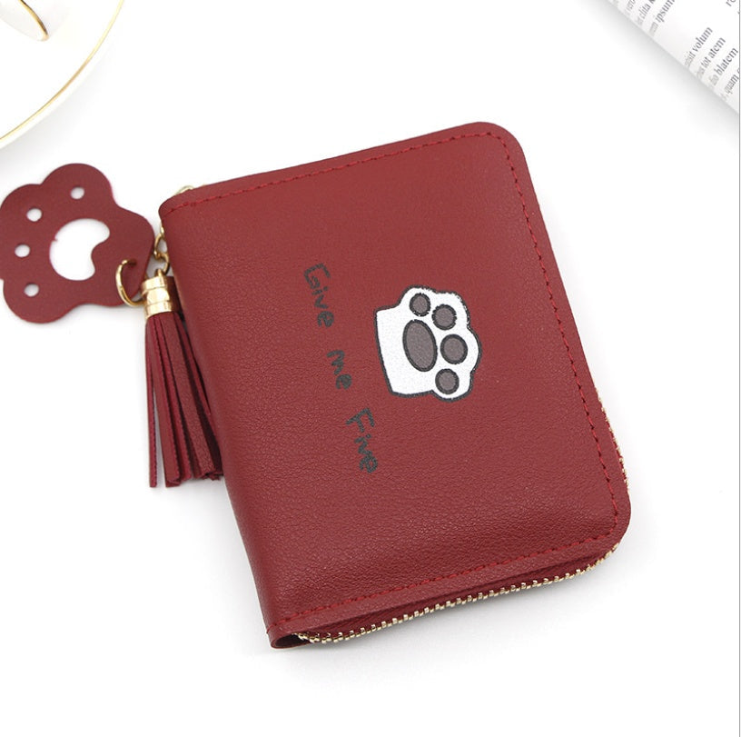 Slim PU Leather Cat Pattern Card Wallet Women Chic
