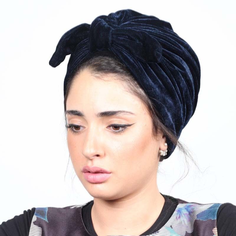 Wild Style Monochrome Velvet Rabbit Ears Dome Turban Hat