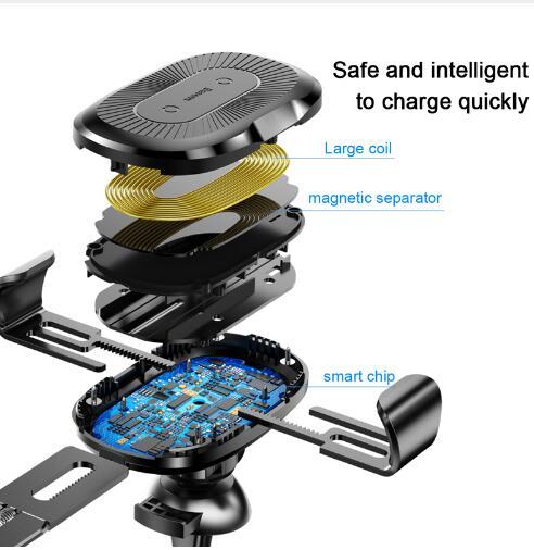 2-in-1 Gravity Wireless Car Charger Mount – 15W Qi Fast Charge Phone Holder for Vent/Dash/Windshield