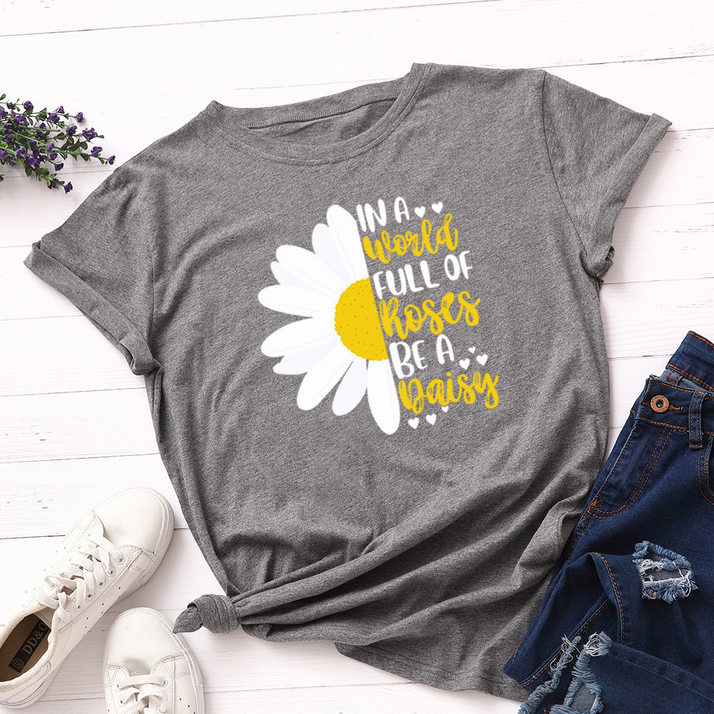 Women's Loose Round Neck Short Sleeve T-shirt Women Base