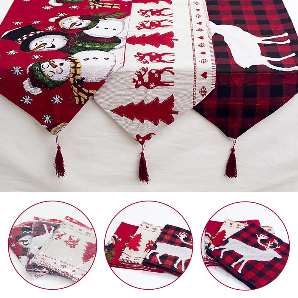 Cotton Linen Embroidered Christmas Table Runner