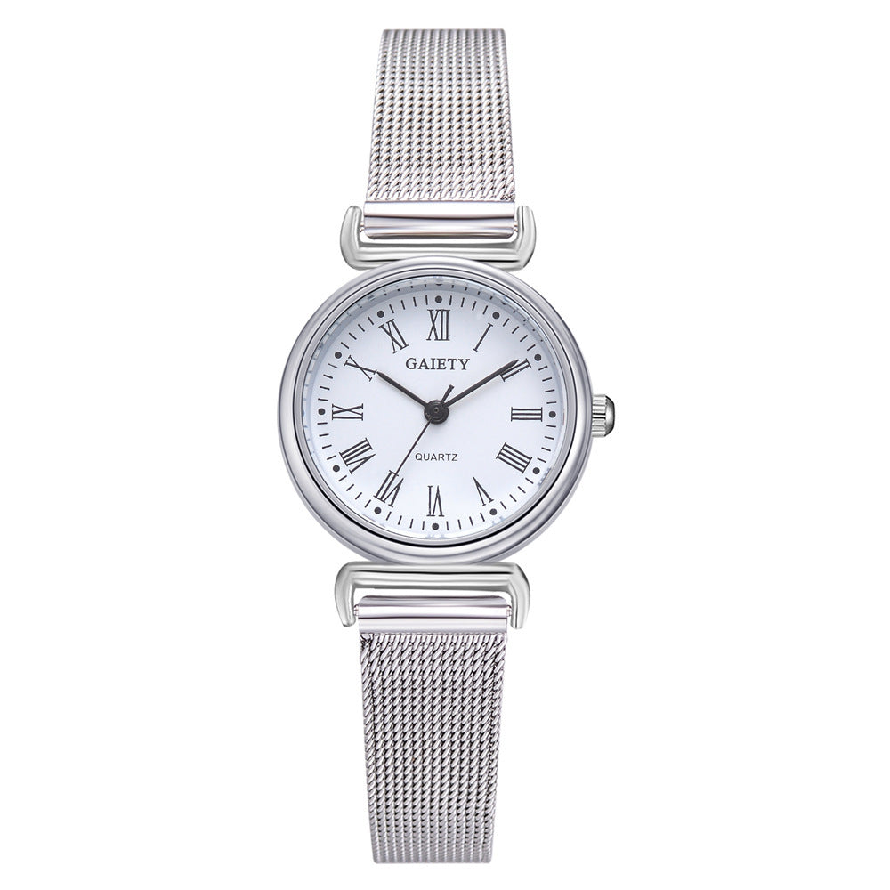 Elegant Roman Numeral Quartz Watch with Alloy Strap and Pin Buckle
