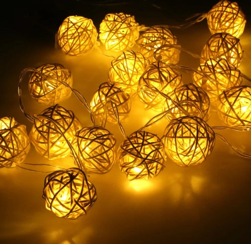 Rattan Ball LED String Lights Decorative Lighting