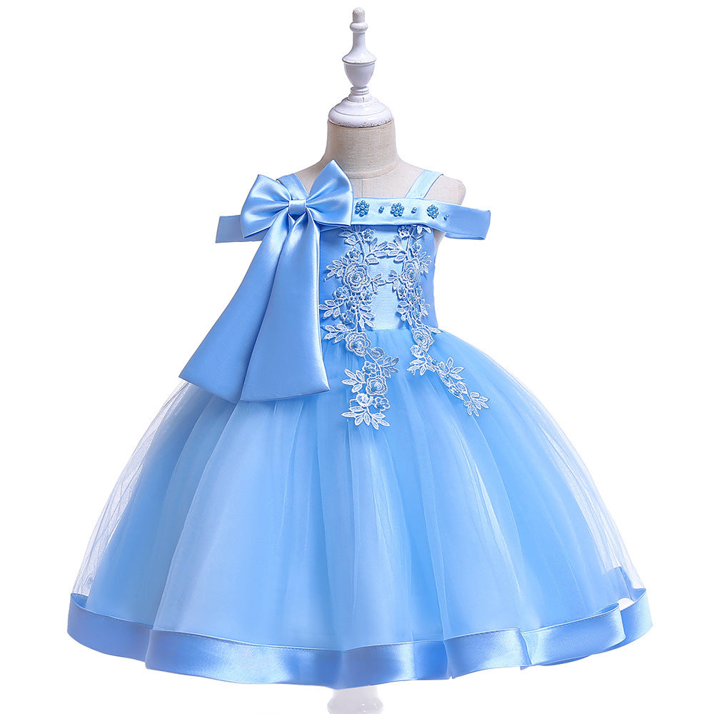 Girls bow beaded flower dress