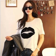 Women's Lips Print Graphic T Shirt Polyester Regular Fit