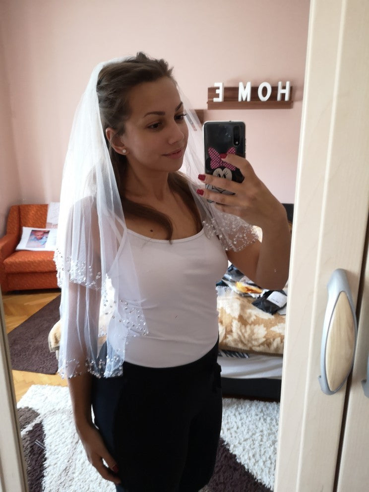Elegant Off-White Beaded Sequin Mesh Wedding Dress