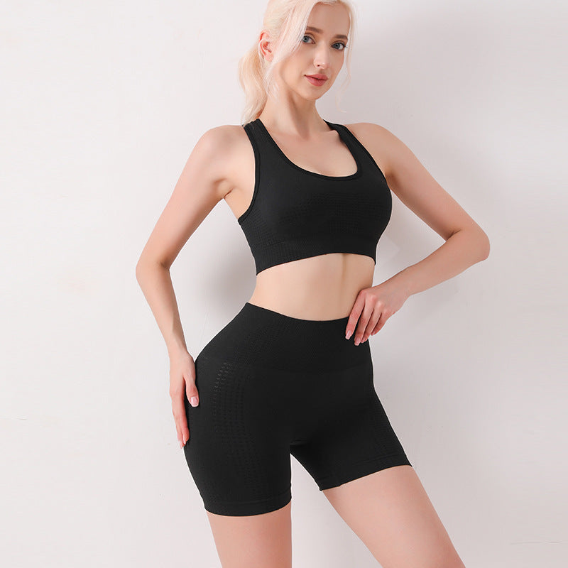 Women’s Seamless Sports Bra and High-Waist Biker Shorts 2-Piece Set