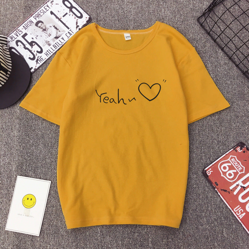 Women's Printed T-Shirt – Casual Round Neck Short Sleeve Top