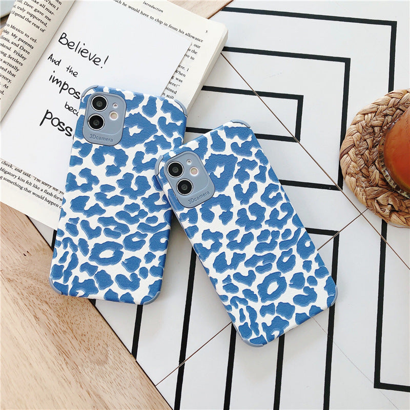 Compatible with Apple , Blue leopard case