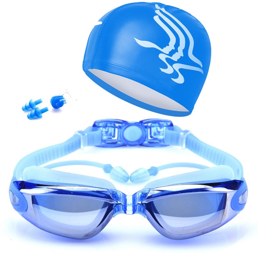 HD Waterproof And Anti-fog Swimming Goggles For Men And Women With Large Frame Electroplating Goggles