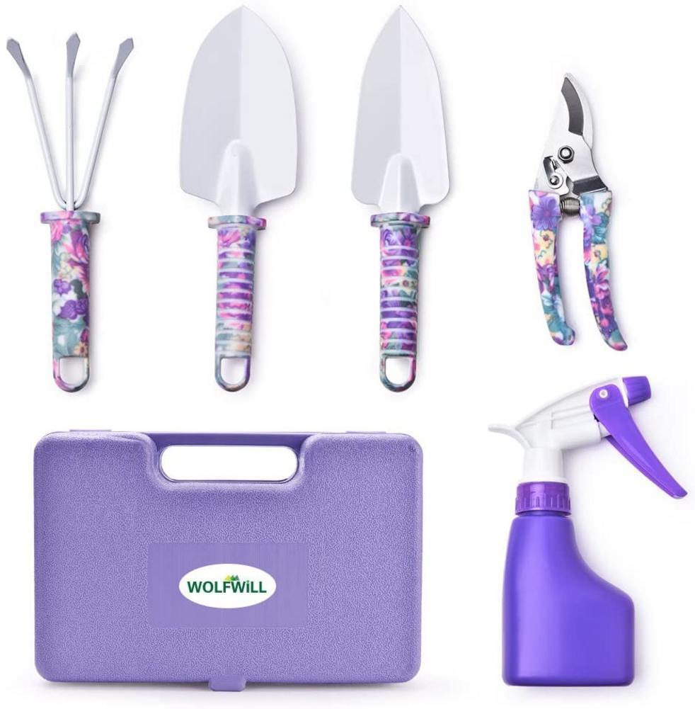 10-Piece Rust-Proof Sandblasting Gardening Tool Set with Environmental Plastic Handles – Purple