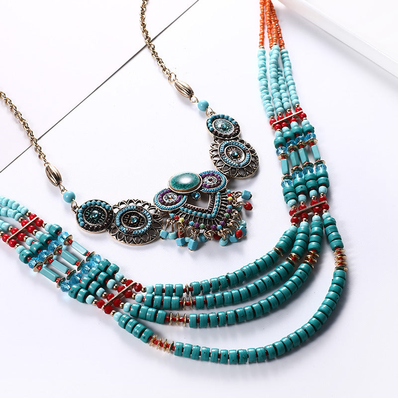 Boho Pendant Necklace for Women, 60cm Ethnic Style Jewelry