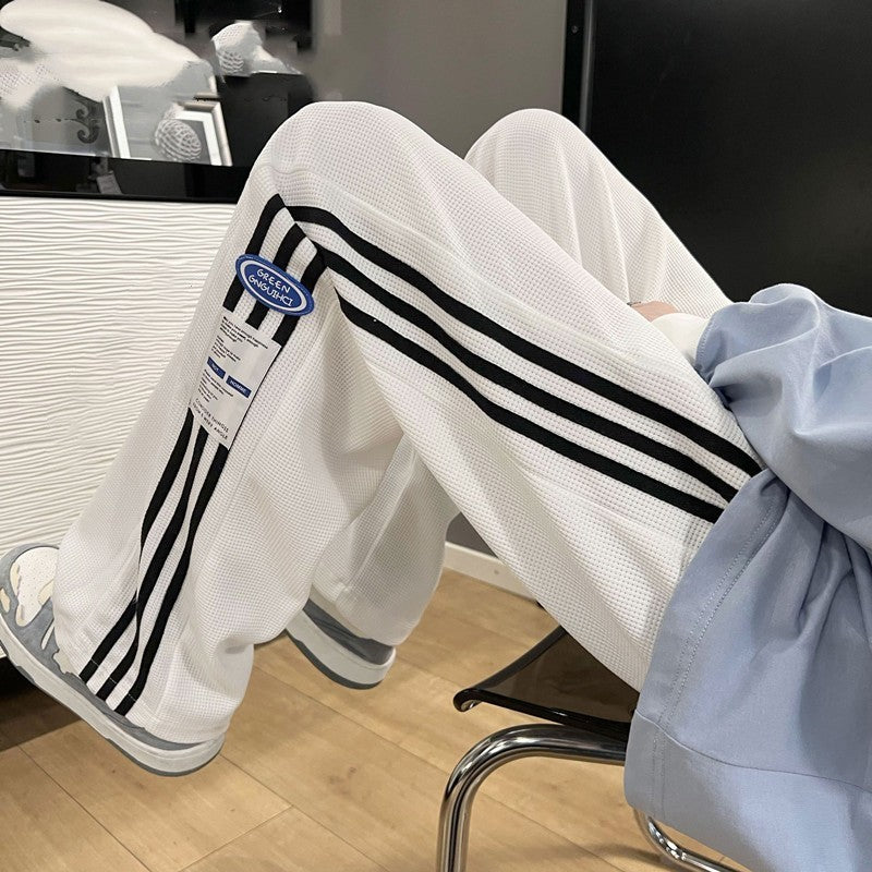 Men’s Summer Striped Loose Straight Sweatpants