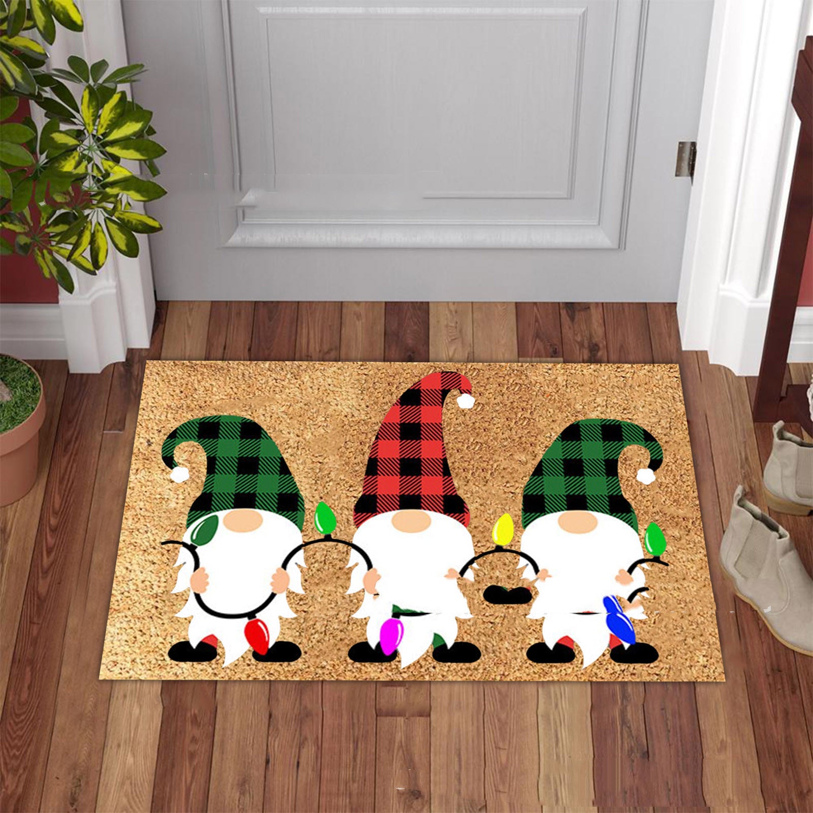 Christmas Series Flannel Floor Mat Non-slip Fluffy Carpet