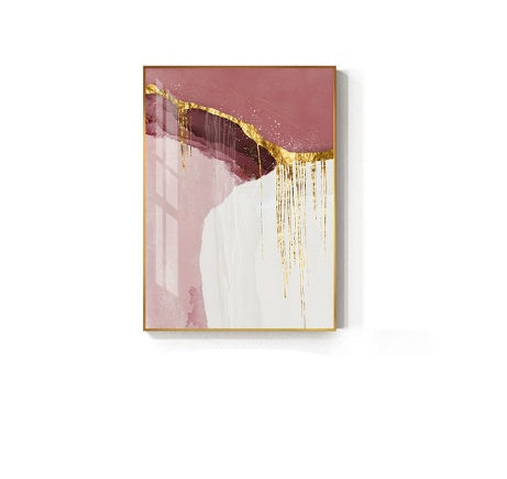 Nordic Abstract Canvas Wall Art – Purple & Gold Painting for Living Room Decor