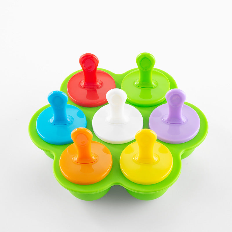 7-Hole Silicone Popsicle Mold – Homemade Ice Cream Tray for Summer Fun