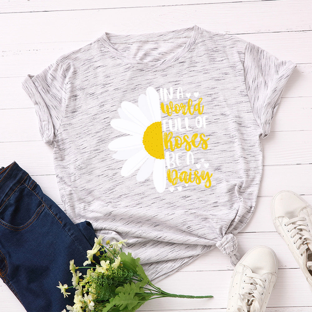 Women's Loose Round Neck Short Sleeve T-shirt Women Base