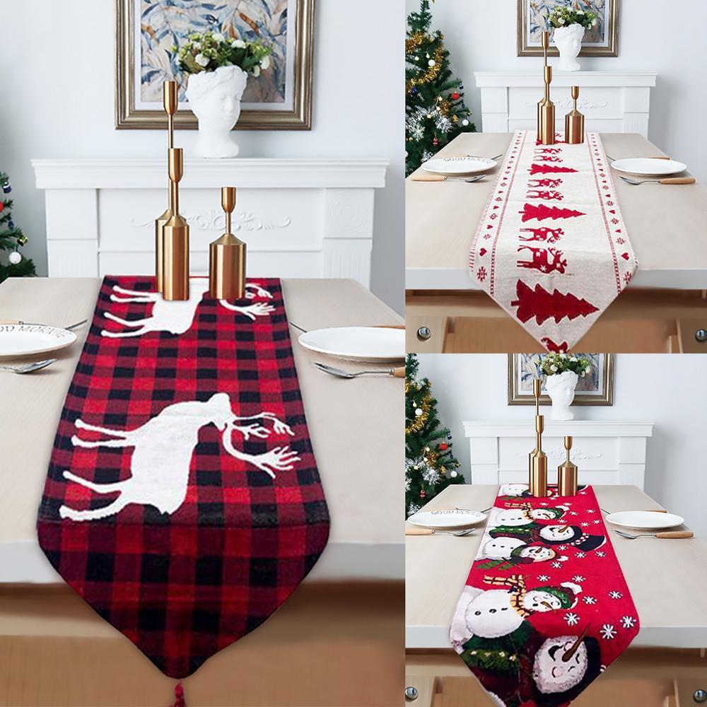 Cotton Linen Embroidered Christmas Table Runner