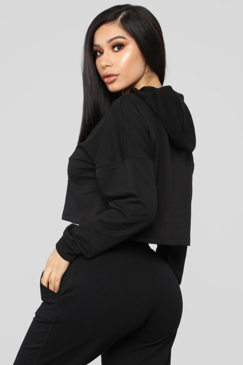 Women’s Cropped Hoodie and Jogger Sweatpants 2-Piece Set