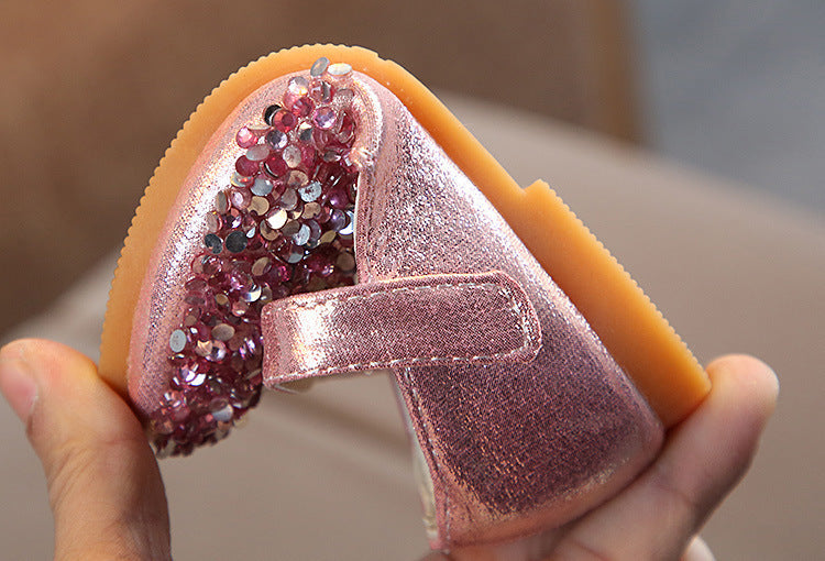 Children's Leather Shoes Girl's Princess Diamond Single Shoes