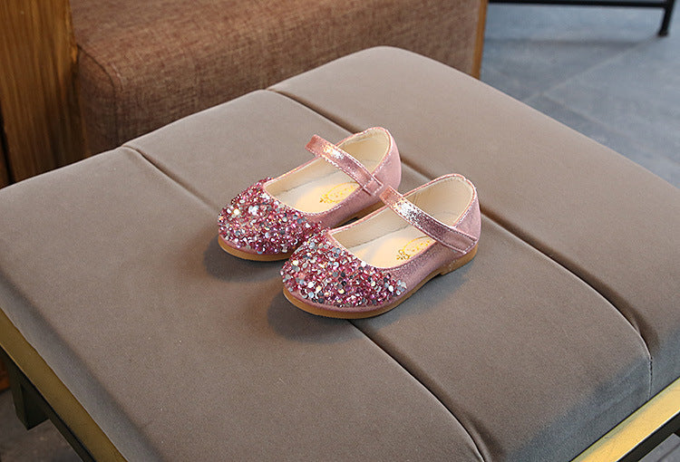 Children's Leather Shoes Girl's Princess Diamond Single Shoes
