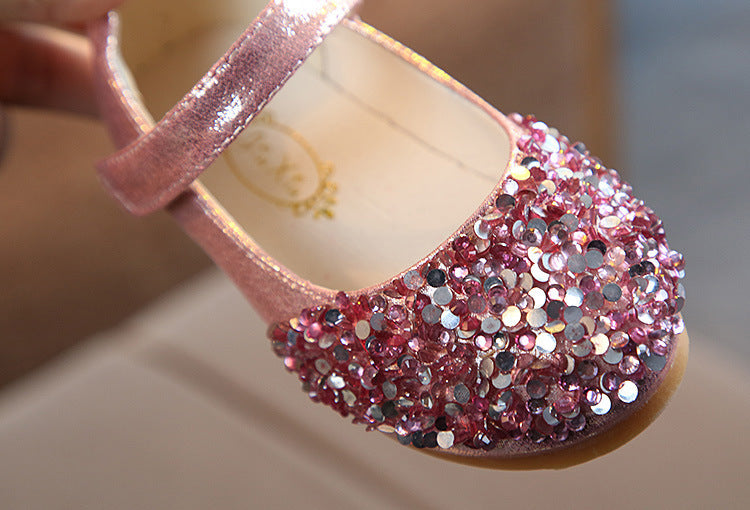 Children's Leather Shoes Girl's Princess Diamond Single Shoes